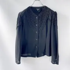 シアーレースブラウス ジャケット型 vintage 日本製 黒 ブラック