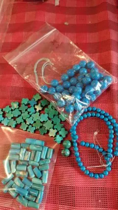 青色トルコ石？ビーズセット 複数種類