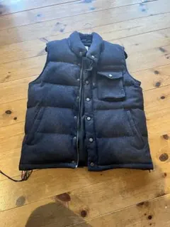 ダウンベスト ダークブルー ポリエステルウール混紡