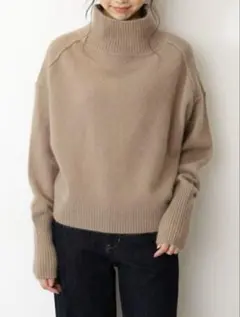 FREE'S MART FOX混タートルネックニット　ベージュ　ふわふわ