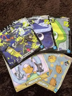 一番くじスプラトゥーン3 F賞デザインタオル、くまのプーさん E賞ハンドタオル