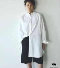 SALON adam et rope’ 長袖シャツ　ノーカラーチュニックシャツのサムネイル