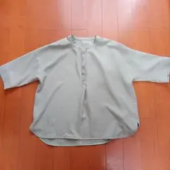 レディースブラウス グリーン系 五分袖 シャツ L-LL