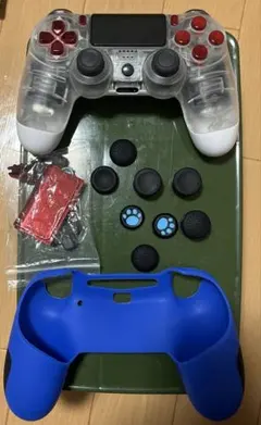 PS4 コントローラー (ラバーカバー、スティックカバー、ボタンパーツ付き)
