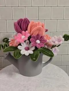 モールフラワー　ジョロ型鉢植え　枯れない花