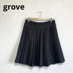 grove グローブ プリーツスカート ひざ丈 ブラック M
