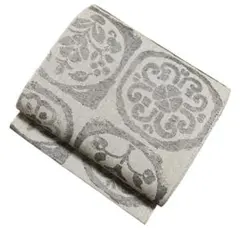 ユ195未着用開名古屋帯 紬　花柄　三越謹製　正絹 着物帯　仕立て上り単帯