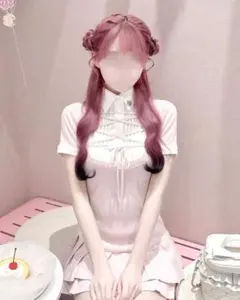HONEYMEW レースアップブラウスドッキングニットワンピース シエルブルー HONEYMEW レースアップブラウスドッキングニットワンピース シエル