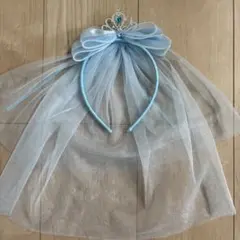 美品☆水色ティアラ付きカチューシャ