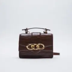 ZARA クロコ型押し チェーン ショルダーバッグ