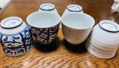 有田焼 彩山 湯呑み 青系2個＆花柄4個セット 超美品 湯飲み 染付 茶碗