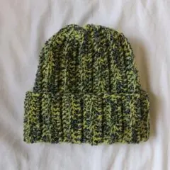 ニット帽/ビーニー/クラッシャーハット/Y2K/イエロー/ブラック/蛍光色