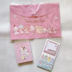 ⭐️サンリオ オールスターズ 文房具３点 スナップケース 付箋 ミニメモ帳