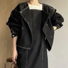 カプリシューレマージュ ノーカラーデニムジャケット(セットアップ可能