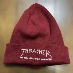 THRASHER 니트 모자 비니 레드