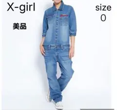 美品 X-girl デニム オールインワン つなぎ サイズ0のサムネイル