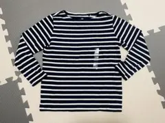 UNIQLO 長袖カットソー 120cm ネイビー/ホワイトストライプ
