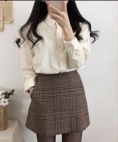【美品】チェック柄台形ミニスカート　Mサイズ