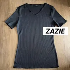 ZAZIE Vネックのカットソー　ブラック　日本製 伸縮性あり　美品のサムネイル