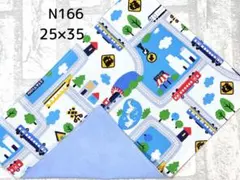 N166　ランチョンマット　電車と町　白×サックス　無地　ランチクロス　ナフキンのサムネイル