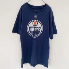 Reebok NHL オイラーズ ロゴ Tシャツ プリント M 紺 スポーツ観戦のサムネイル