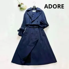 4way✨アドーア ロングトレンチコート ネイビー 濃紺 ジレ ジャケット 36