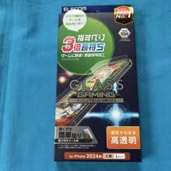 ELECOM iPhone16 Plus ガラスフィルム ゲーミング 高透明