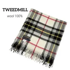 英国製100%ウール TWEEDMILL ツイードミル　チェック柄 ストール