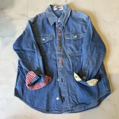 古着 80s miki hous ミキハウス デニムシャツ ティディベア刺繍入り