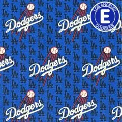 ドジャース　ロゴ生地【E】　MLB公式布地　アメリカ直輸入　ハギレ　カット生地