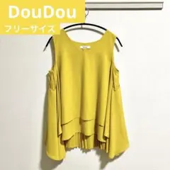 ●DouDou プリーツ イエローノースリーブ チュニック