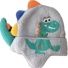 【ベビー&キッズ ニット帽(中古品)】恐竜デザイン 耳付き