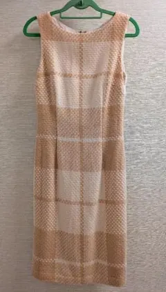 Le souk ノースリーブワンピース 36 ベージュ系 チェック柄