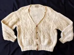 ヴィンテージ　ケーブルニットカーディガン　M　JAPAN VINTAGE
