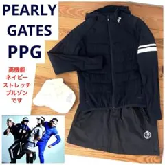 パーリーゲイツ レインウェア ワンピース ロゴ ネイビー 携帯袋付き