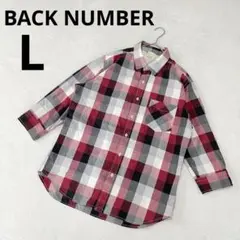 バックナンバー メンズ 胸ポケット七分袖 シャツ チェック柄 レッド Lのサムネイル