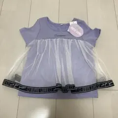 しまむら 半袖Tシャツ 紫 チュール付き CUTE LOVE 110cmのサムネイル