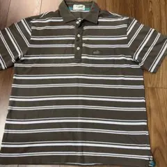 Crocodile ポロシャツ ボーダー柄 胸ポケット付 Lサイズのサムネイル