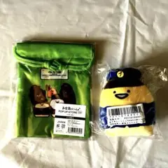 [新品未開封] お文具といっしょどんどん行き鈍行 ミニ巾着袋、駅員さんマスコット