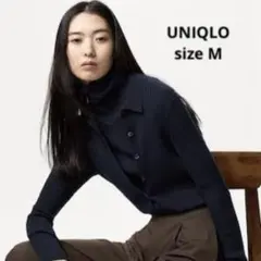 UNIQLO ユニクロ メリノリブポロカーディガン 69 ネイビー