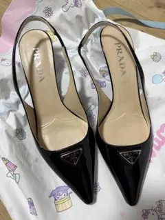 PRADA プラダ　エナメル スリングバック パンプス ブラックのサムネイル