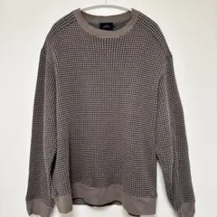 SLICK ワッフル編み トレーナー　メンズ　グレー