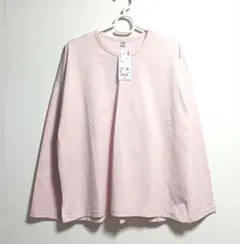 新品 未使用 ユニクロ エアリズム コットンT ピンク 長袖 Tシャツ M