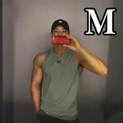 メンズ タンクトップ グレー M トレーニング 筋トレ スポーツ 速乾 吸汗