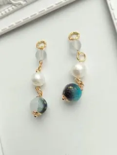 つや消し　コットン　パール　星　宇宙　ゴールド　アレルギー対応　上品　月　夜空