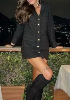 タグ付き未使用品　ZARA テクスチャーワンピース　XS