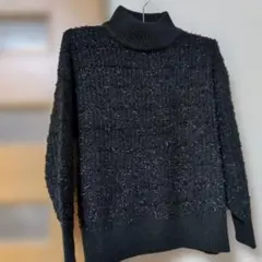黒のタートルネックニット