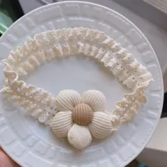 ヘアバンド　お花　オフホワイト　ベビー赤ちゃん　お祝い　撮影　退院　お参り　新品