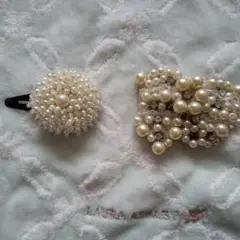 パール装飾 ヘアピン 2個セット