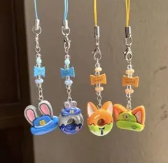 ズートピアストラップ4個セット　ニック　ジュディ